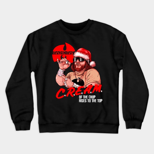 cream santa macho man xmas Crewneck Sweatshirt by ellman708